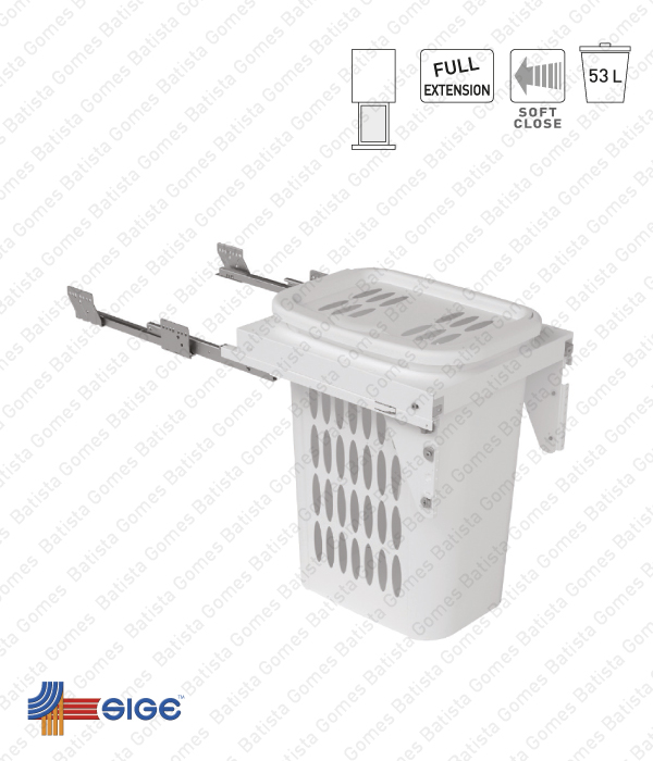 Cesto para lavandaria extra�vel - Porta frontal - M�d. 450 - Com Soft-close - 53L